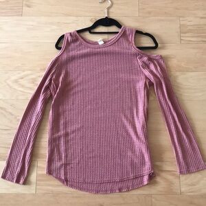 Lazy Sundays pink Cold shoulder knit top